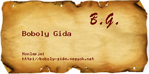 Boboly Gida névjegykártya